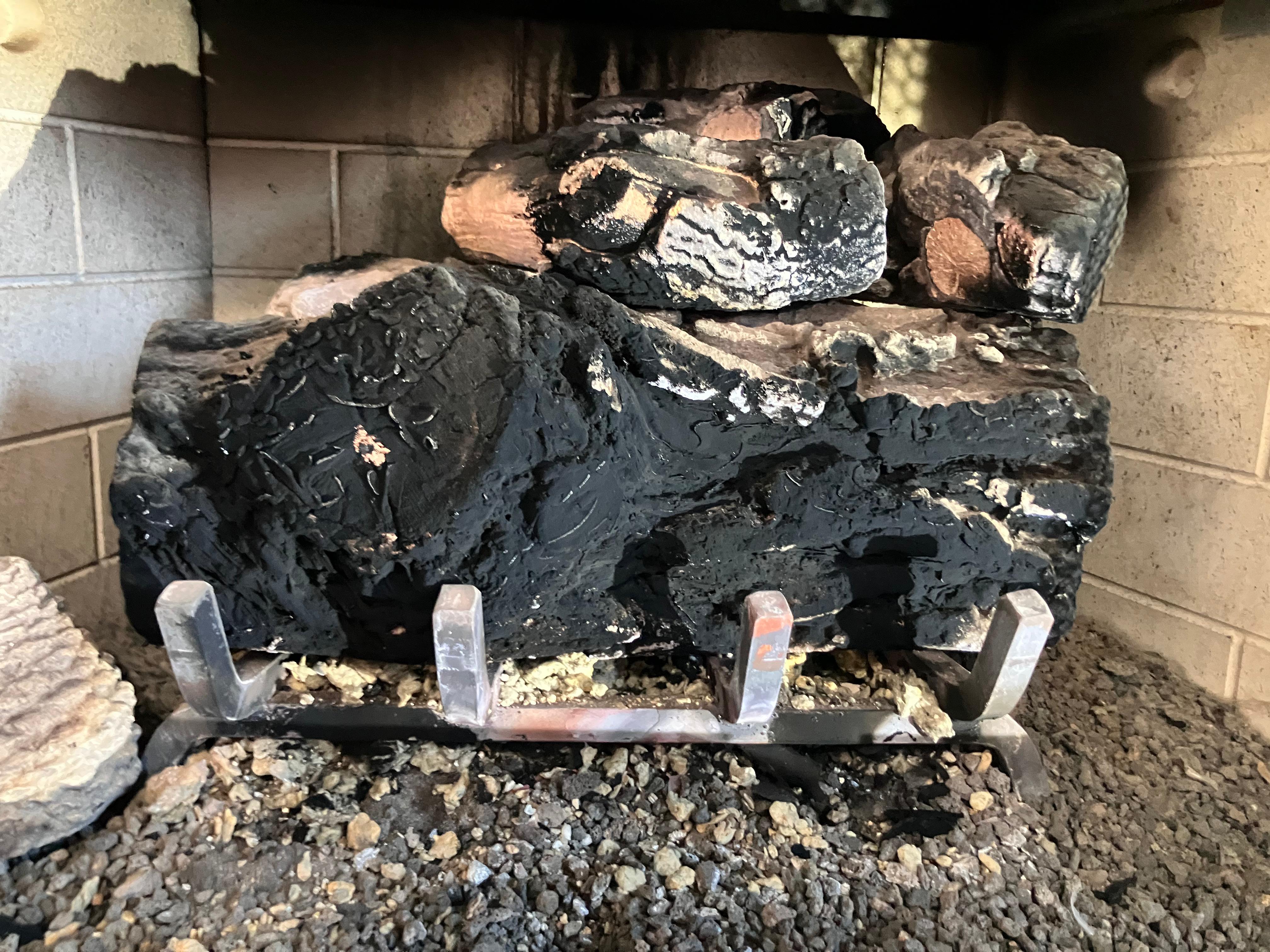 Chimney with heavy creosote before sweeping